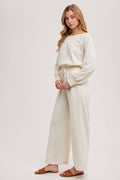 WIDE NECK OFF THE SHOULDER KNIT JUMPSUIT