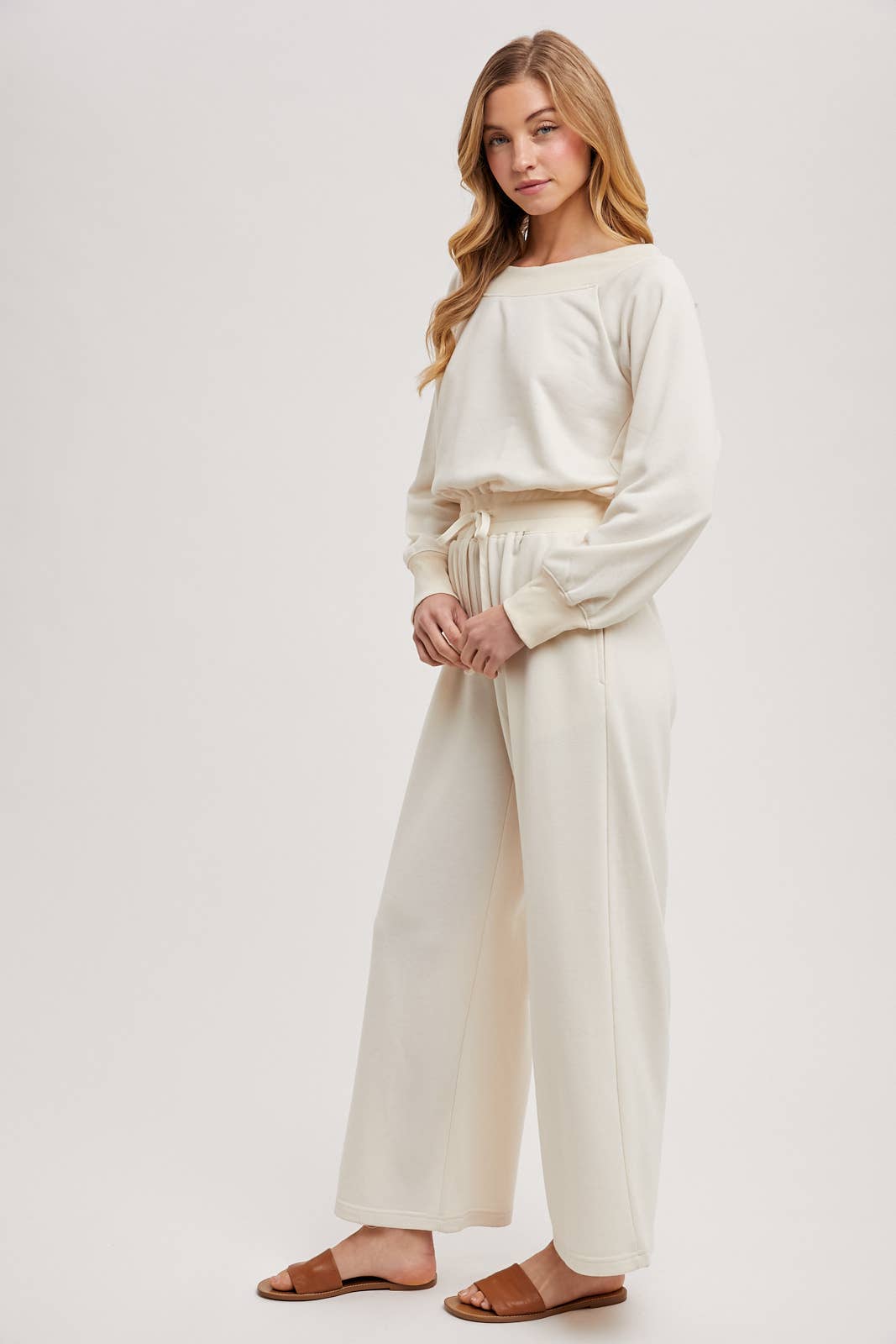 WIDE NECK OFF THE SHOULDER KNIT JUMPSUIT