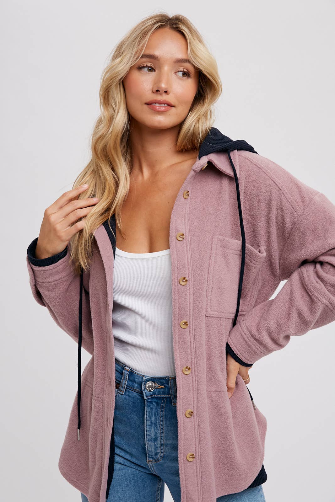 FLEECE HOODIE SHACKET