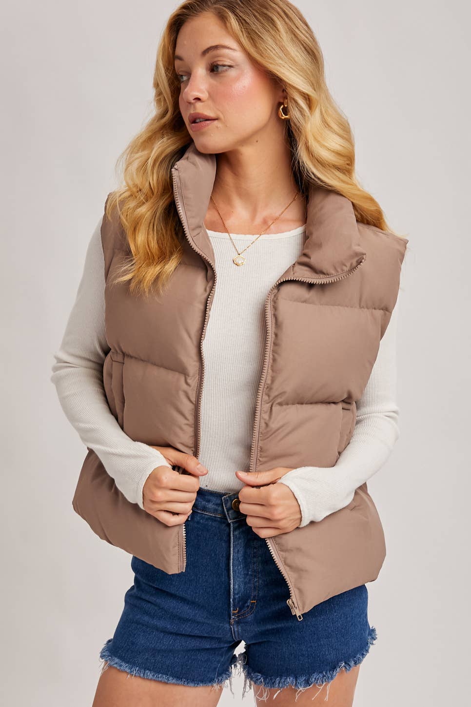 ZIPPER FRONT PUFFER VEST