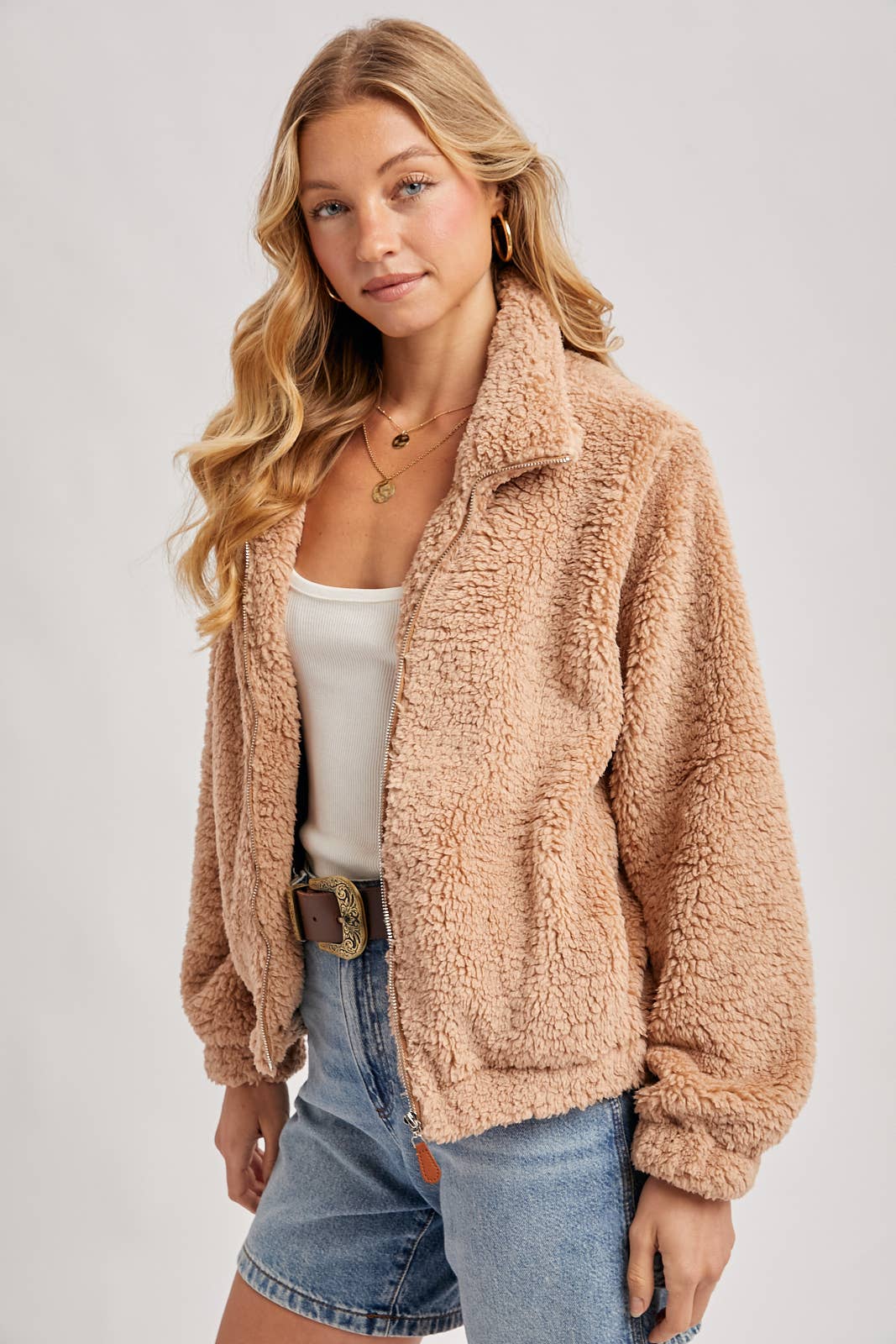 FLEECE ZIP UP TEDDY JACKET