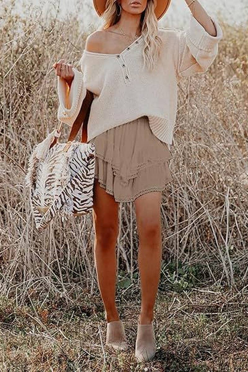 HIGH WAIST LAYERED RUFFLE MINI SKIRT