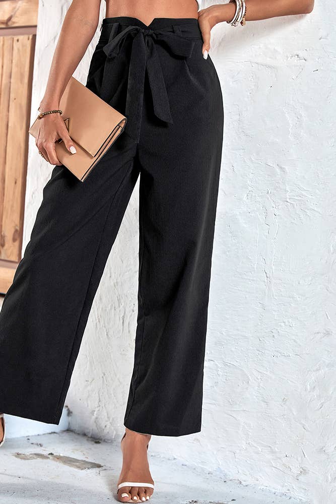 Black Wide Leg Pants With Belt