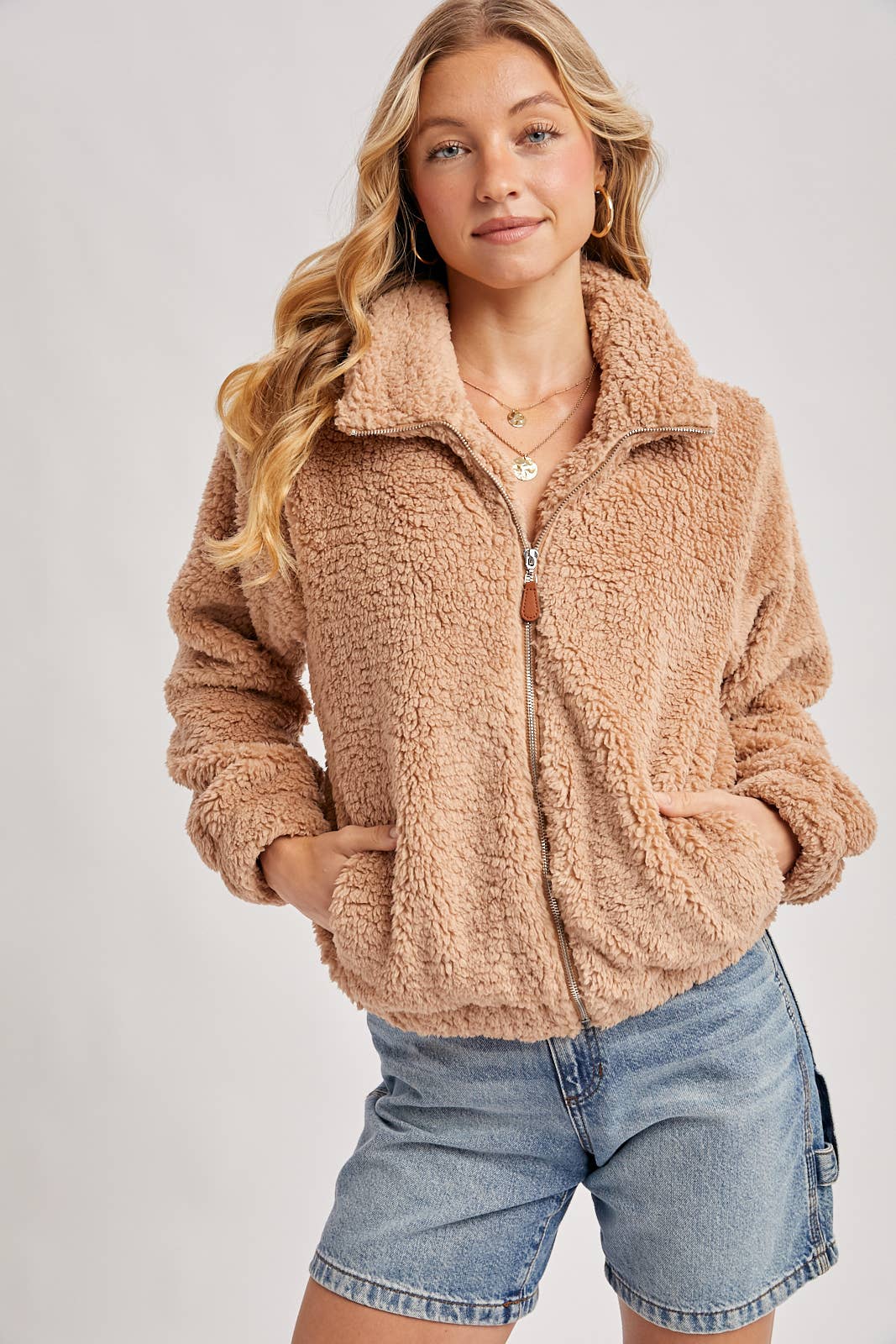 FLEECE ZIP UP TEDDY JACKET