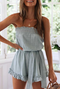 Off shoulder jumpsuits lace up waist