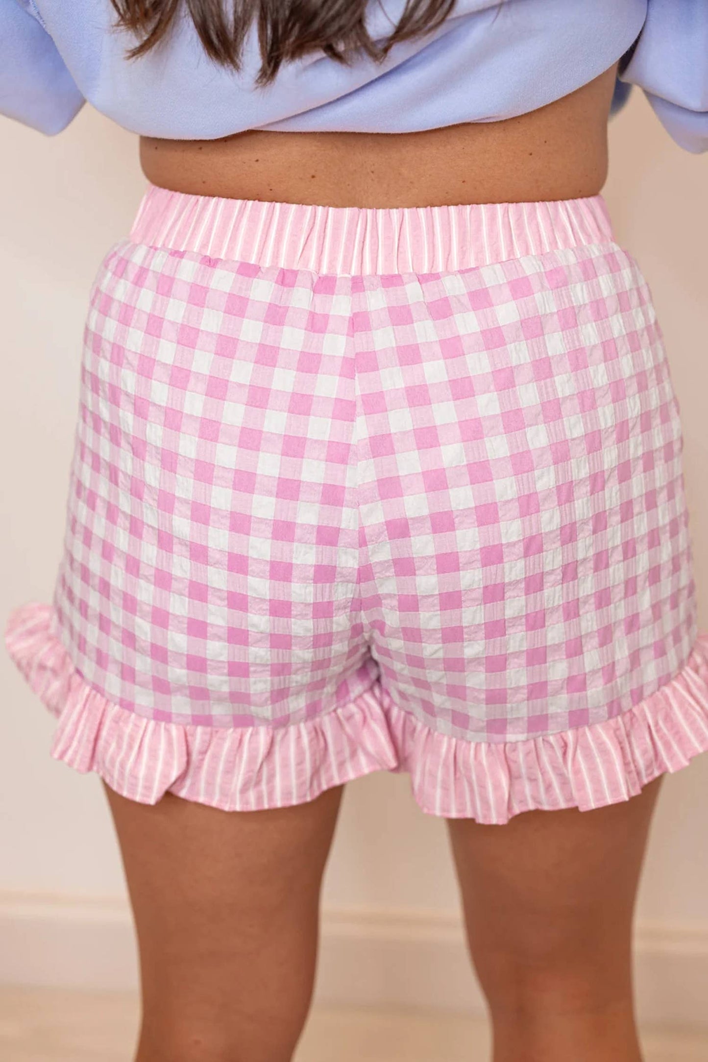 Floral Striped Ruffle Hem Lace Tie Shorts (PRE🤍ORDER)