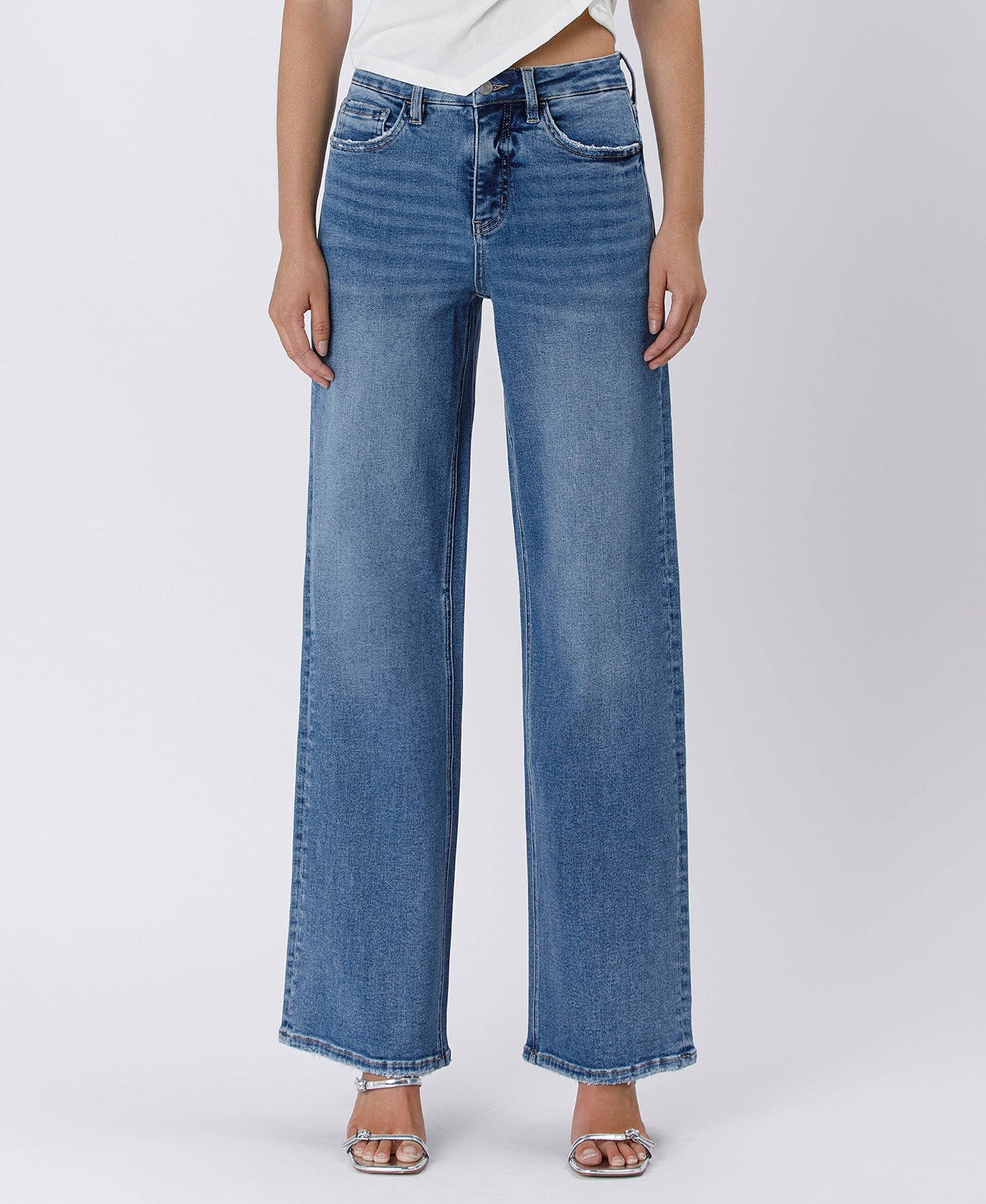 TUMMY CONTROL SUPER HIGH RISE BAGGY WIDE JEANS