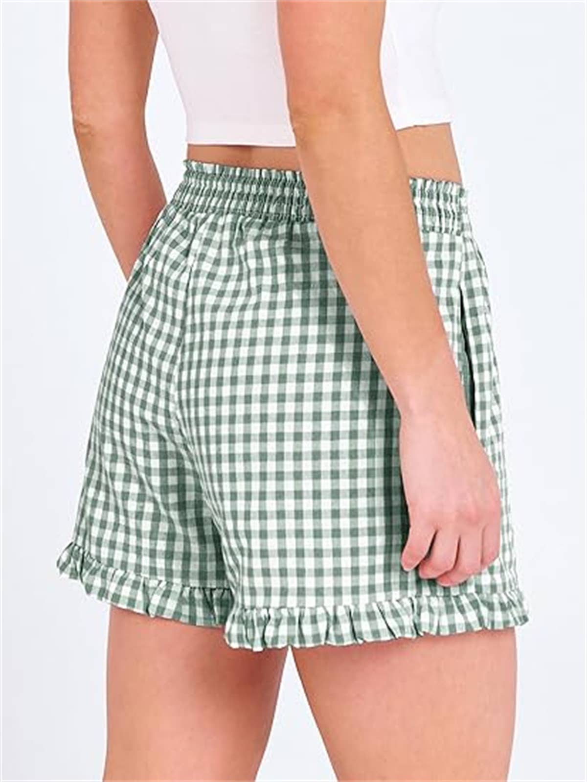 Beach Ruffled Check Print Shorts (PRE🤍ORDER)