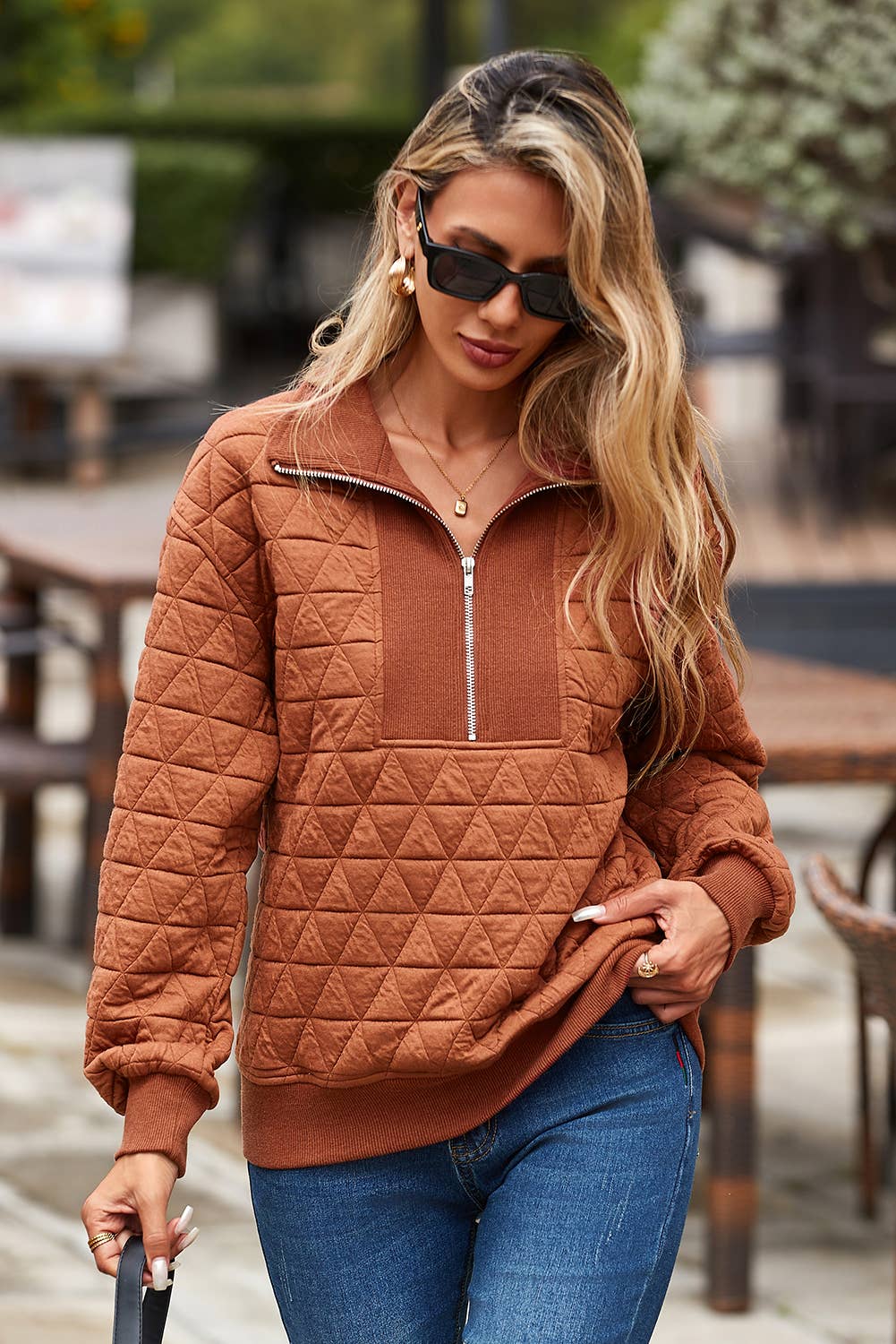 Solid Casual Shift V Neck Pullover Sweatshirt