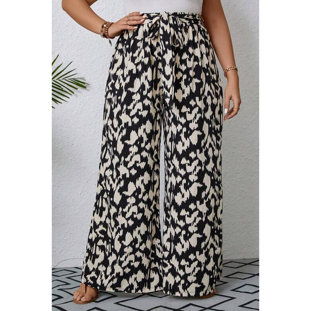 Animal Print Wide Leg Belt Pant