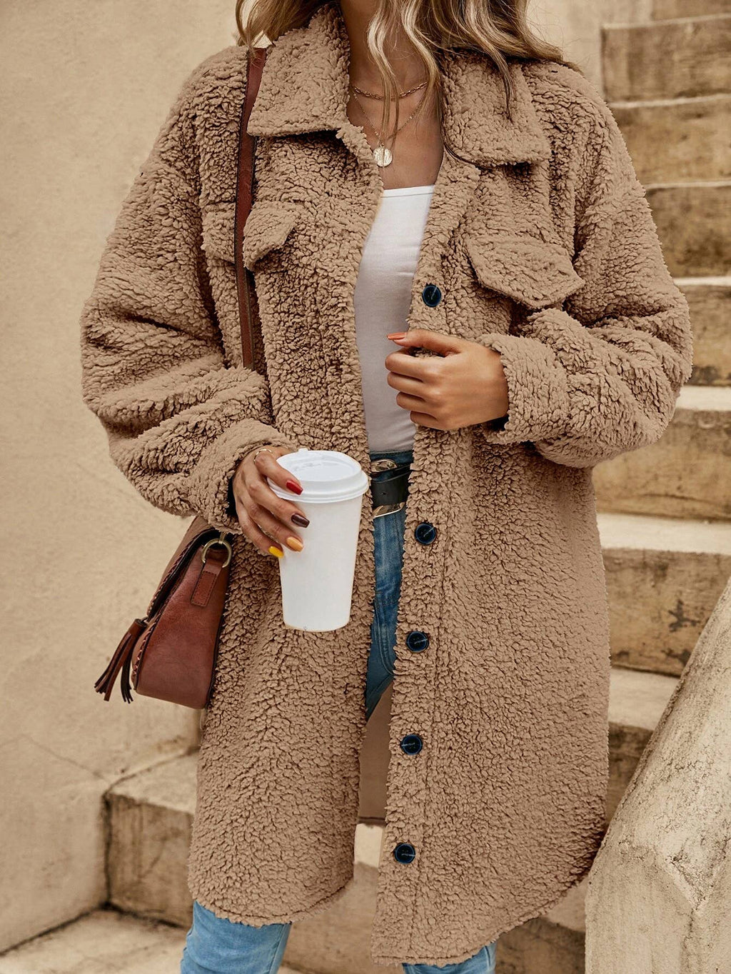 Button Up Sherpa Jacket