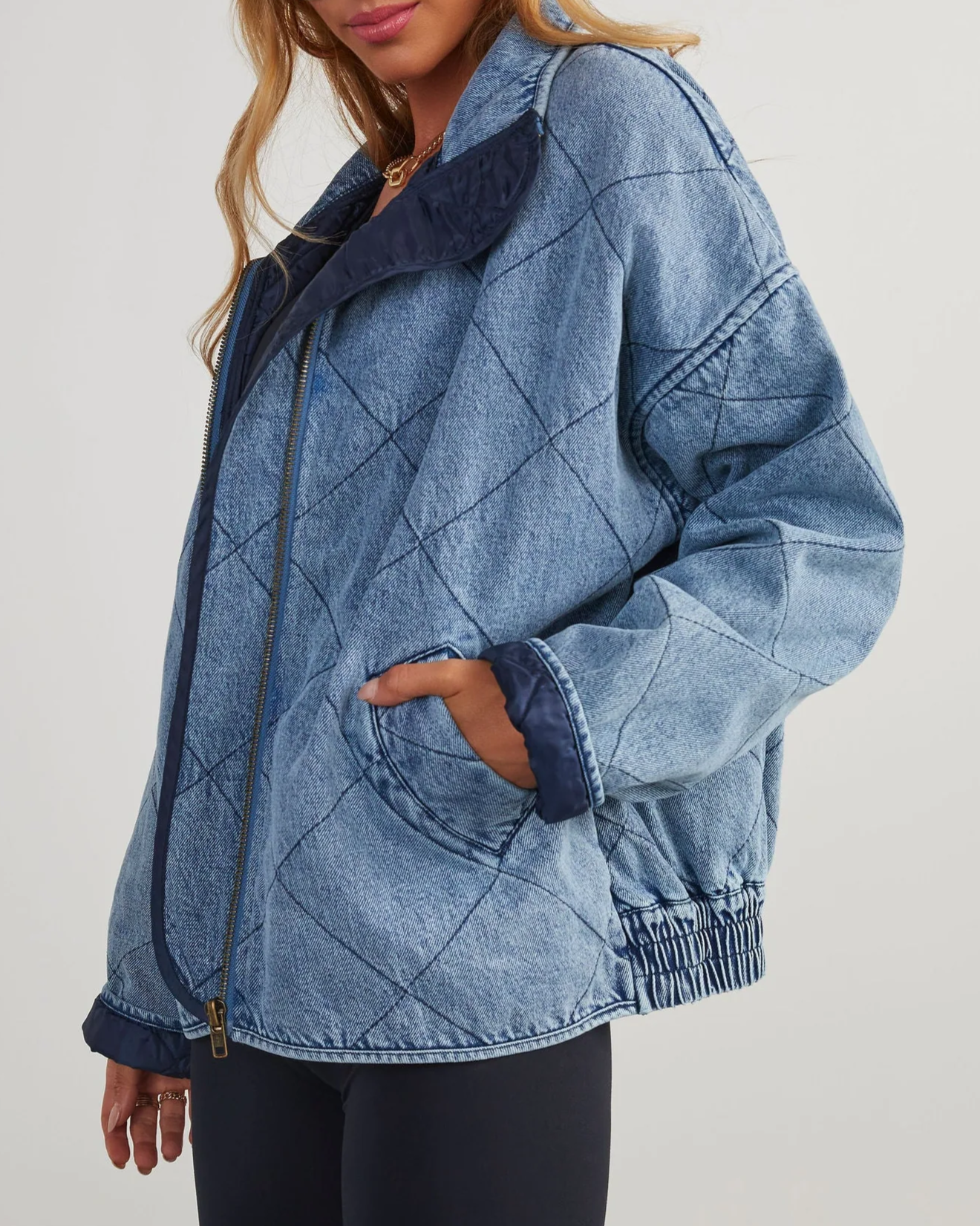 Padded Double-Slip Denim Jacket