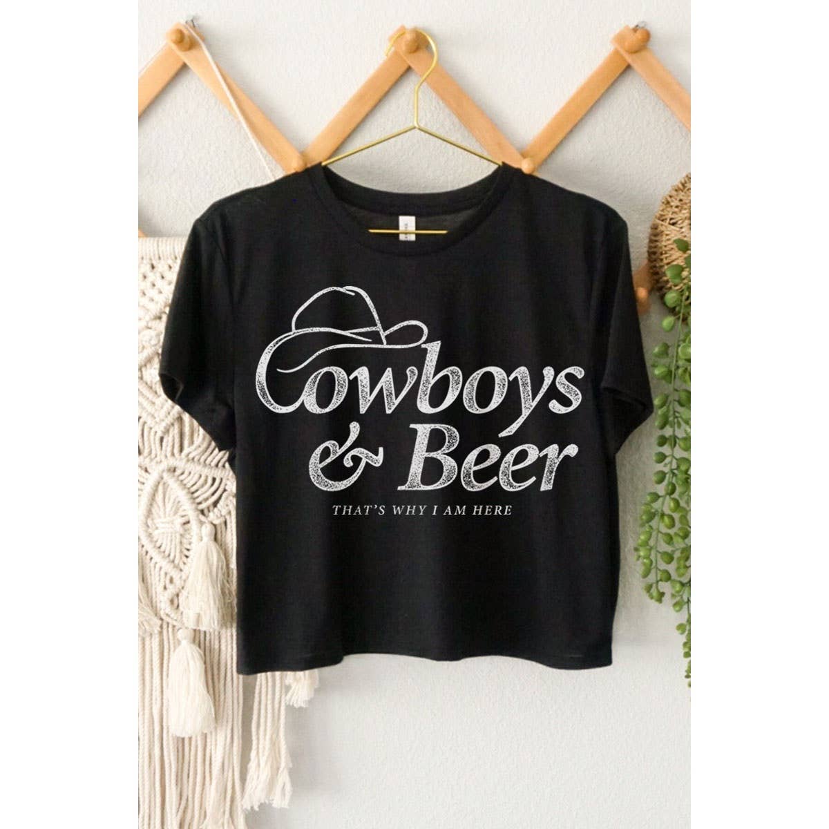 COWBOY N BEER GRAPHIC CROP TOP