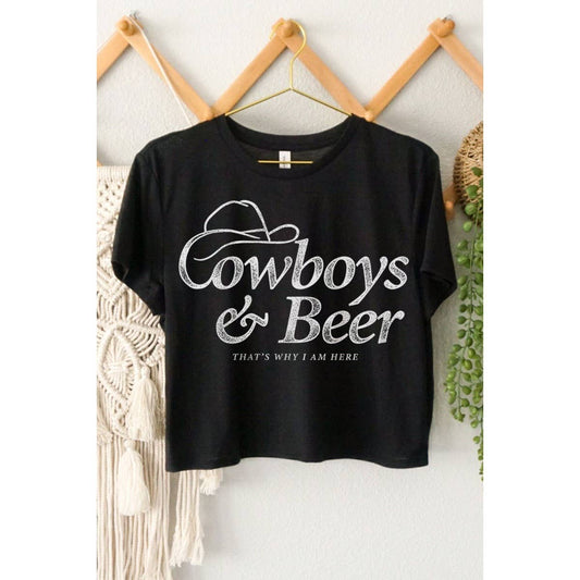 COWBOY N BEER GRAPHIC CROP TOP
