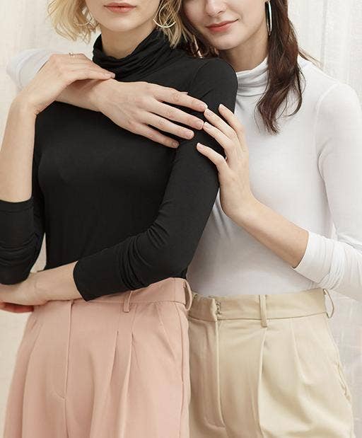 Soft turtleneck long-sleeve t-shirt