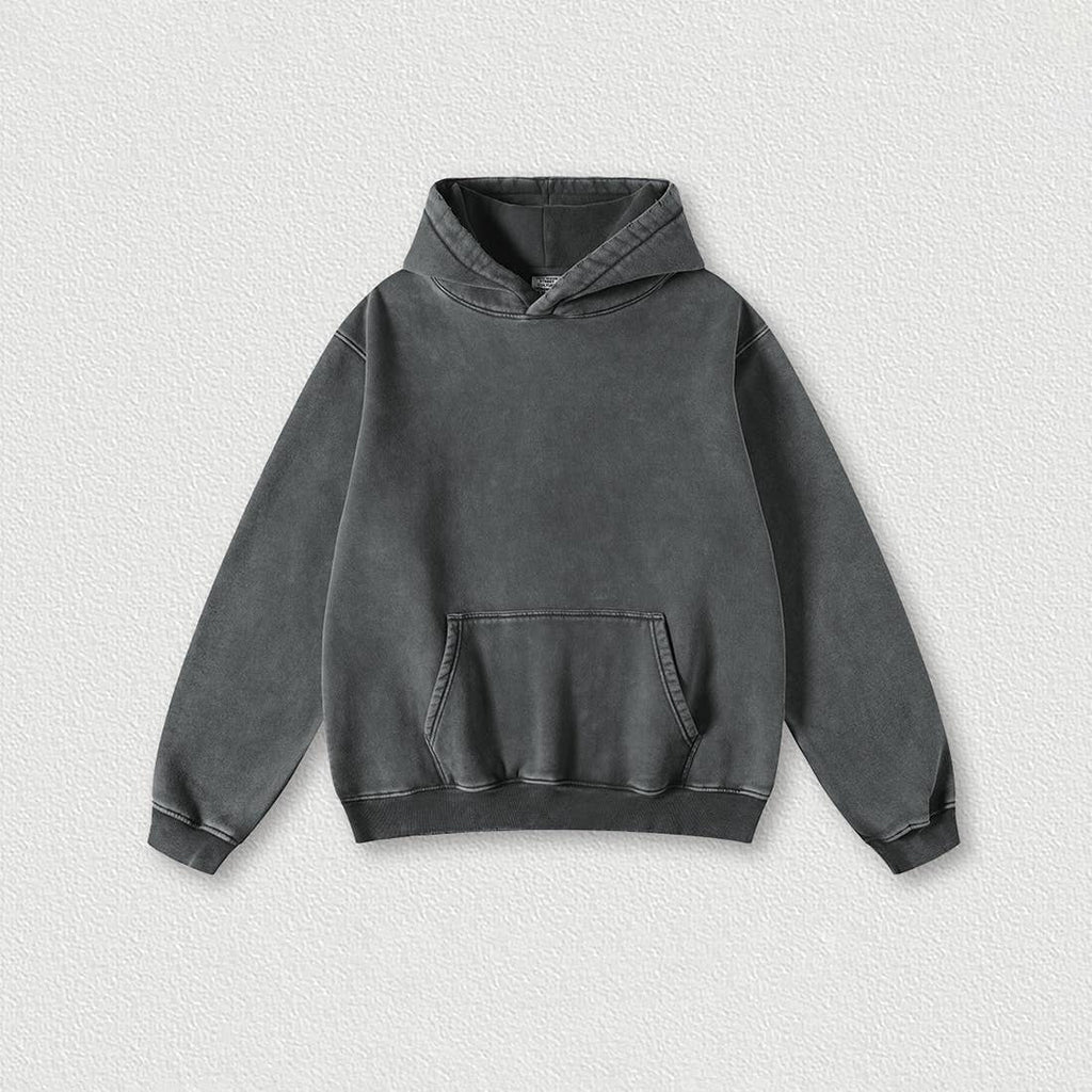 Cozy Oversized Washed Solid Color Hooded Sweatshirt