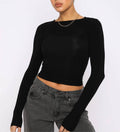Basic slim fit long sleeve tee for women casual fall
