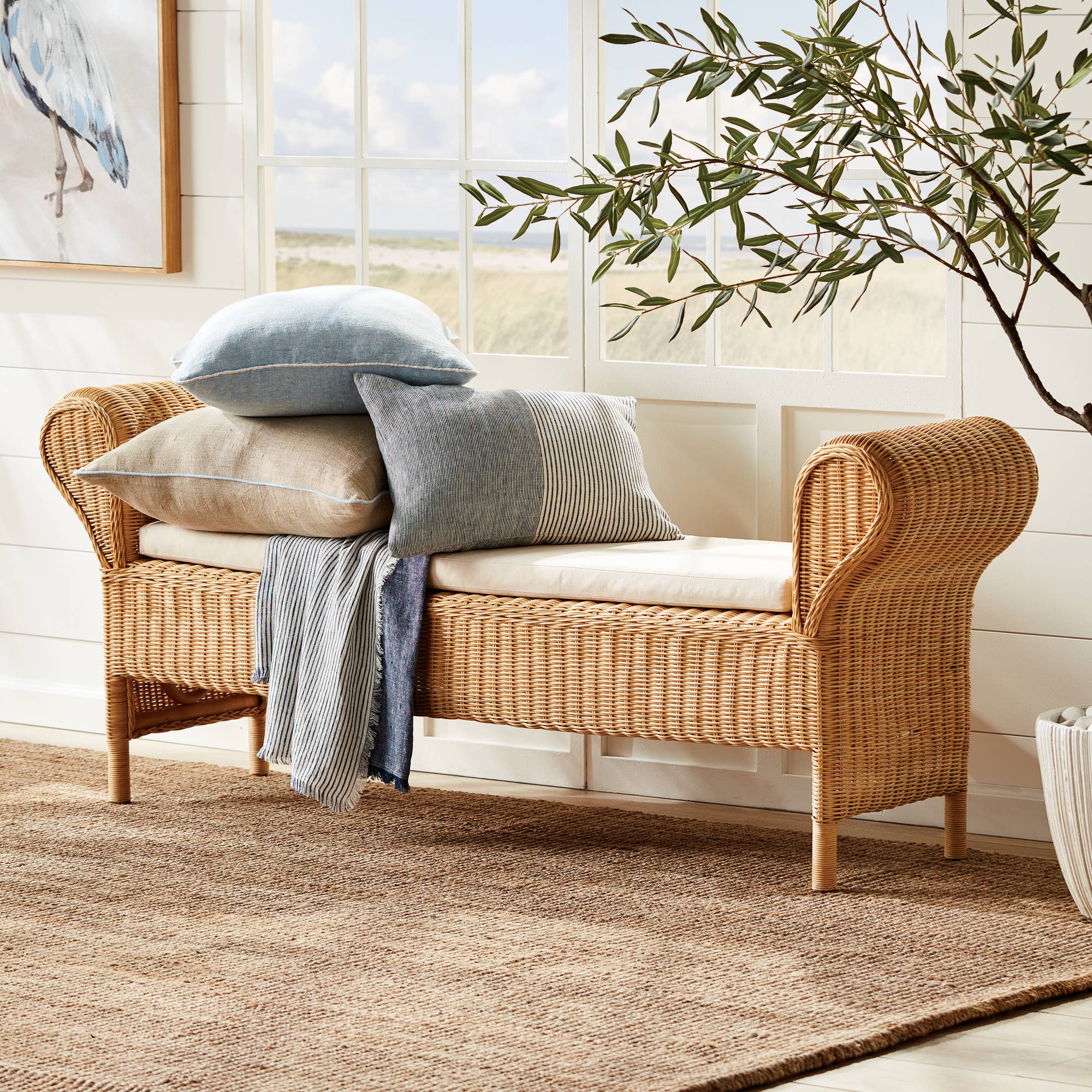 Wrightsville Rattan Woven Bench