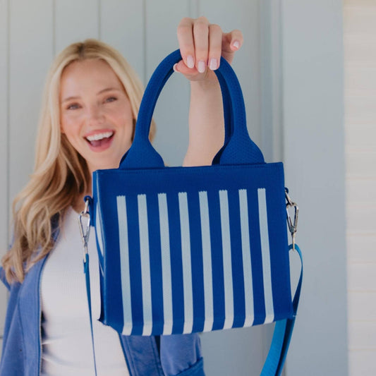 Blue Striped Structured Mini Tote (PRE🤍ORDER)