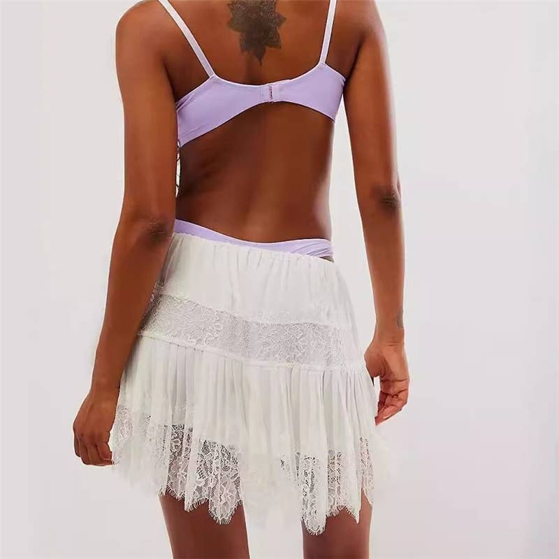 High Waist Lace Mini Skirt