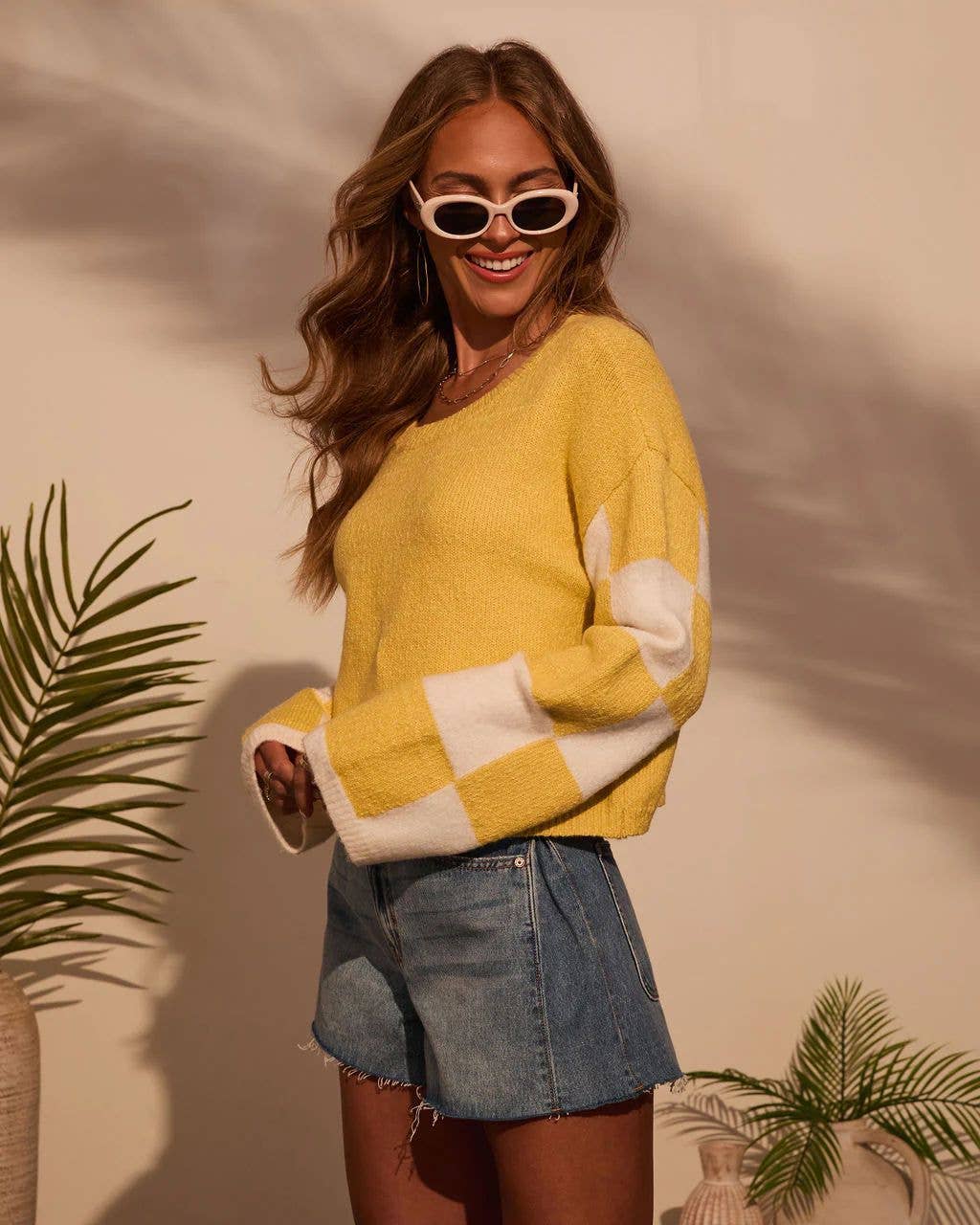 color-blocking long-sleeved sweater